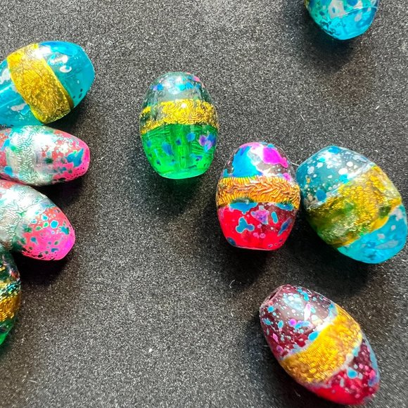 NWOT📌 80 Glass Beads Oval Hand Painted  for Jewelry Making - Craft - Creative - Picture 14 of 16